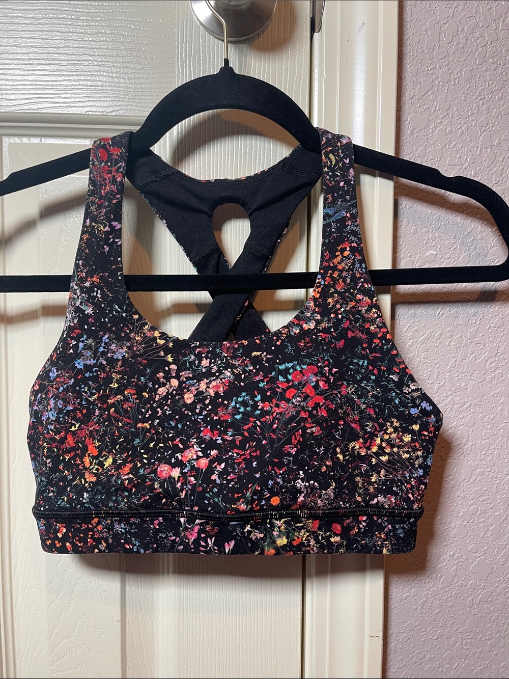 lululemon athletica Black Multicolor Floral Print Sports Bra